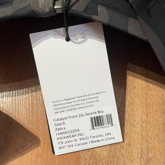 KNIX Catalyst Zip-Front Sports Bra Zebra NWT - Picture 4 of 5